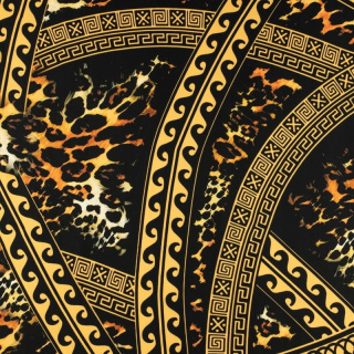 Stoff Viskose Twill schwarz glatt aztekisches Muster 0,5m