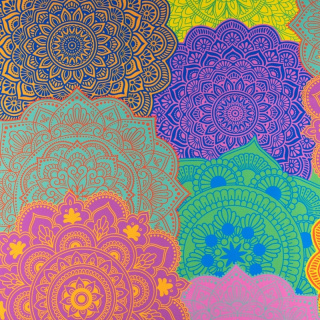 Stoff Viskose Twill glatt farbig Mandala Muster 0,5m