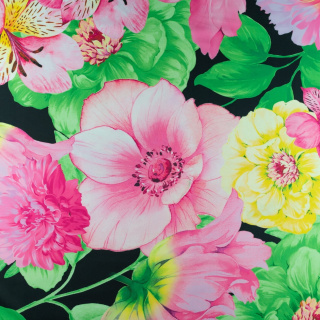 Stoff Viskose Twill rosa glatt Blumenmuster 0,5m