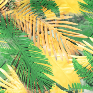 Viskose Twill Stoff gelb glatt Blätter Muster 0,5m