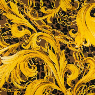 Viskose Twill Stoff gold glatt Ornamente Muster 0,5m