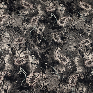 Viskosestoff schwarz Paisley-Muster 100% Viskose 0,5m