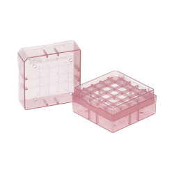 Kriobox PP na skúmavky 25 miest, výška 52 mm, červený - CryoKING