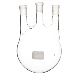 Banka guľatodnová trojhrdlová 500 ml, zábrus 29/32, 2x 14/23, rovné hrdlá - BORO 3.3