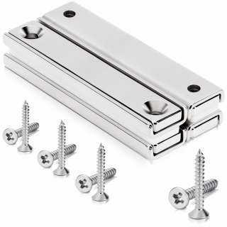 Neodýmový platňový magnet s otvormi na skrutky 60×13,5×5 mm – 4 ks
