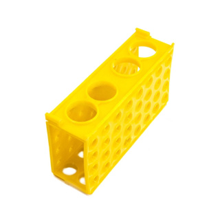Multiständer für Reagenzgläser 4in1, klein, gelb – PP, 170 × 90 × 50 mm, Laboratorium