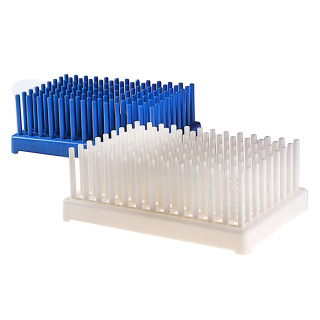 Reagenzglashalter Typ Igel, weiß, Durchmesser 14–17 mm – PP, autoklavierbar