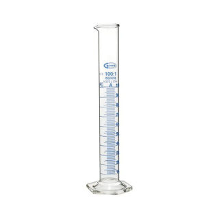 Odmerný valec sklenený 25 ml, trieda A, modrá stupnica