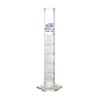 Messzylinder aus Glas, 2000 ml, Klasse B, blaue Skala, sechseckige Glasbasis