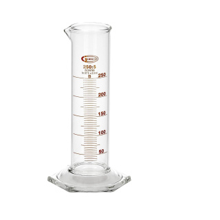 Odmerný valec sklenený nízky 250 ml, trieda B - GLASSCO
