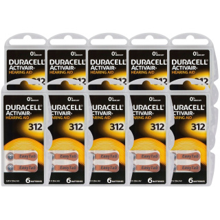 Batterien für Hörgerät 60 Stück Duracell DA312/6C