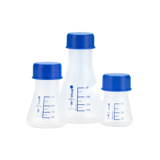 Erlenmeyerkolben aus PP mit blauem Verschluss – 125 ml, GL 45