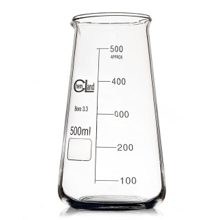 Niedriger Becher des Typs Philips mit Ausguss, 500 ml, Borosilikatglas (BORO 3.3), ISO 3819, DIN 12331