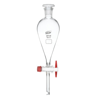 Kegel-Abspertrichter Squibb, 500 ml, Schliff 29/32, PTFE-Hahn, Borosilikatglas (BORO 3.3)