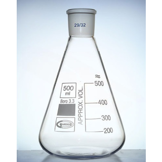 Erlenmeyerkolben mit Schliff 29/32, 250 ml, GLASSCO, Borosilikatglas (BORO 3.3)