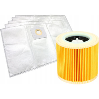 Kärcher synthetische Staubsaugerbeutel für WD3 200 MV3 5 Stück + 1 Filter