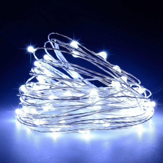 Lichtdraht mit 20 LED-Lampen, batteriebetrieben, kaltweißes Licht