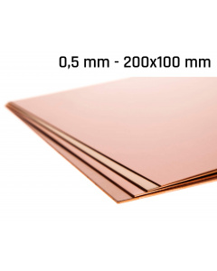 Kupferblech, Dicke 0,6 mm, Größe 200x100 mm, Kupfer-Cu-Form