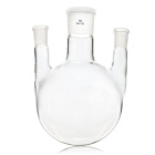 Dreihalsflasche mit rundem Boden, gerade Hälse, 100 ml, Schleifungen 29/14/14, Borosilikatglas (BORO 3.3)