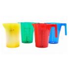 Set mit PP-Schläuchen mit Öse, 1000 ml, 4 Stk. (blau, gelb, rot, grün) – beidseitige Skala