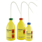 Vytláčacia fľaša LDPE 250 ml s potlačou METHANOL, závit GL25, žltá