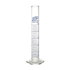 Messzylinder aus Glas, 50 ml, Klasse B, blaue Skala, sechseckige Glasbasis