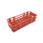 Klappständer für Reagenzgläser aus PP, 90 Plätze (6×15), Durchmesser 13 mm, rot, 246×106×68 mm