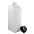 Fľaša HDPE 1000 ml s uzáverom s poistkou čierna – na kvapaliny aj sypké materiály
