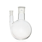 Doppelhals-Bank mit rundem Boden, gerade Hälse, 100 ml, Schleifmaße 29/32 und 14/23, Borosilikatglas (BORO 3.3)