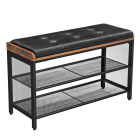 Schuhschrank mit Sitz 80x30x48cm, Metall, Holz, Öko-Leder