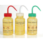 Sprühflasche LDPE 250 ml mit Aufdruck DESTILLIERTES WASSER, breite Öffnung GL40 - gelb