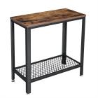 Tisch 60x30x60cm mit Ablage aus braunem Holz und Metall