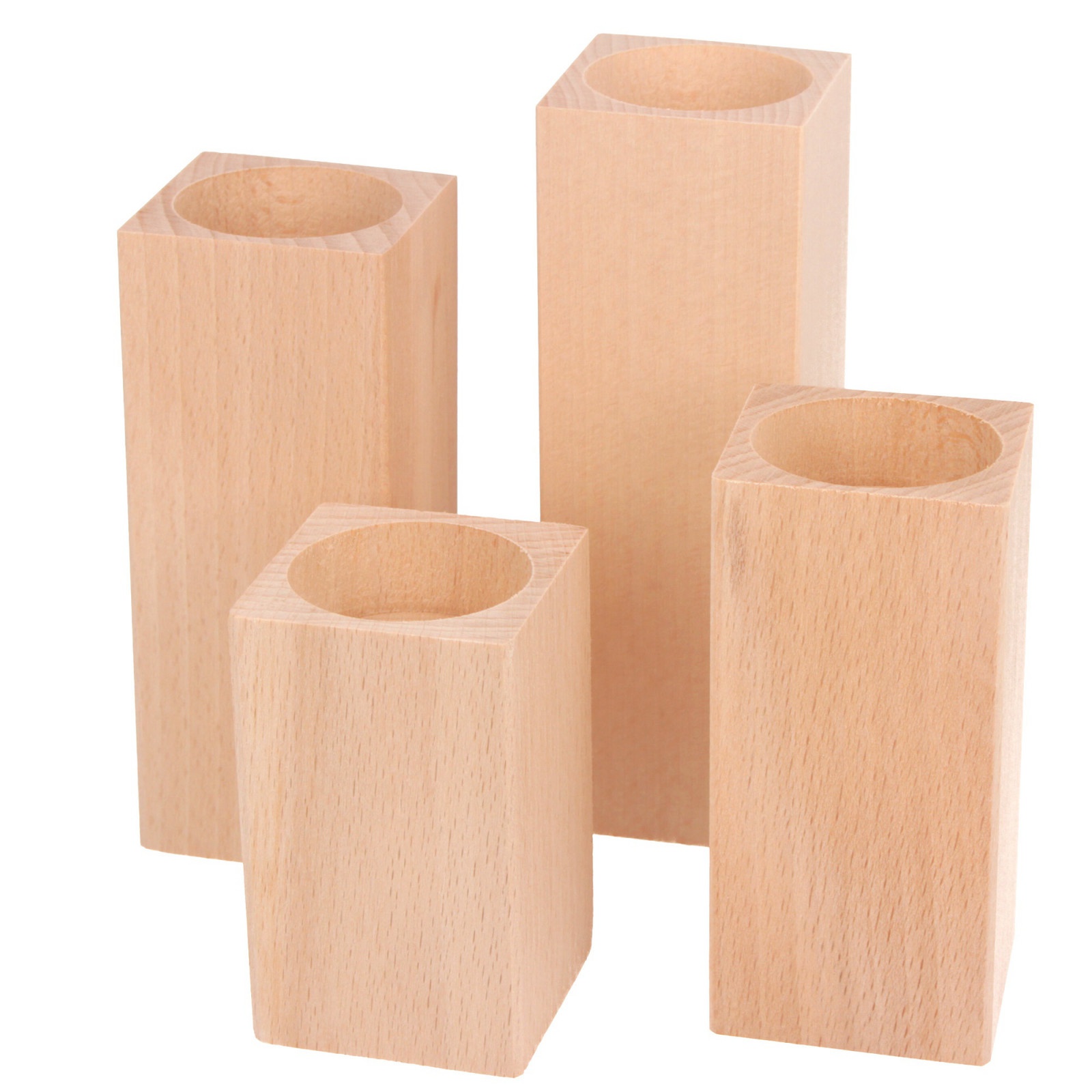 Holz eckige Kerzenhalter 4 Stk. 8-10-12-14 cm megamix.sk