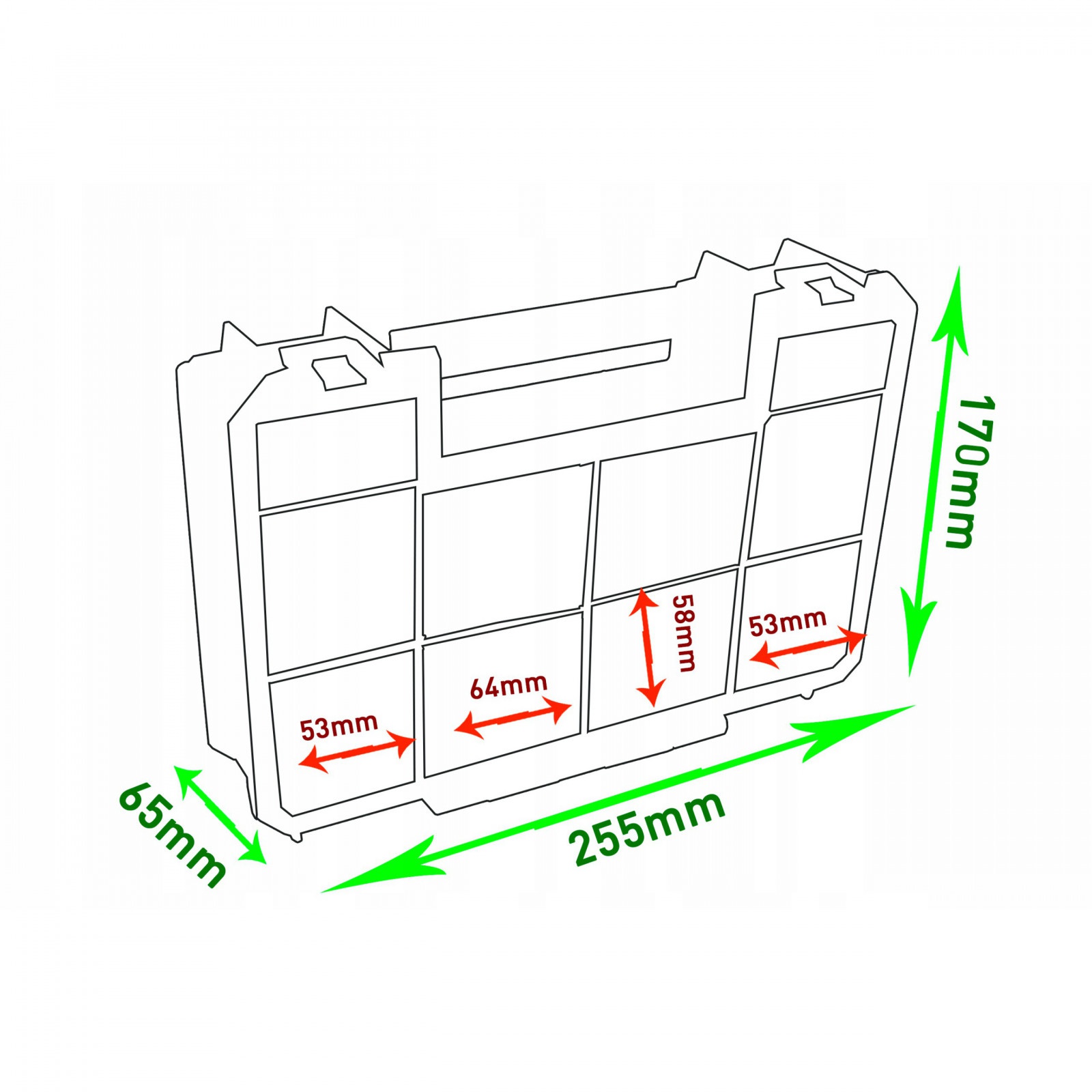 Werkzeugkoffer Schrauben 25x6x17cm Montageorganisator megamix.sk