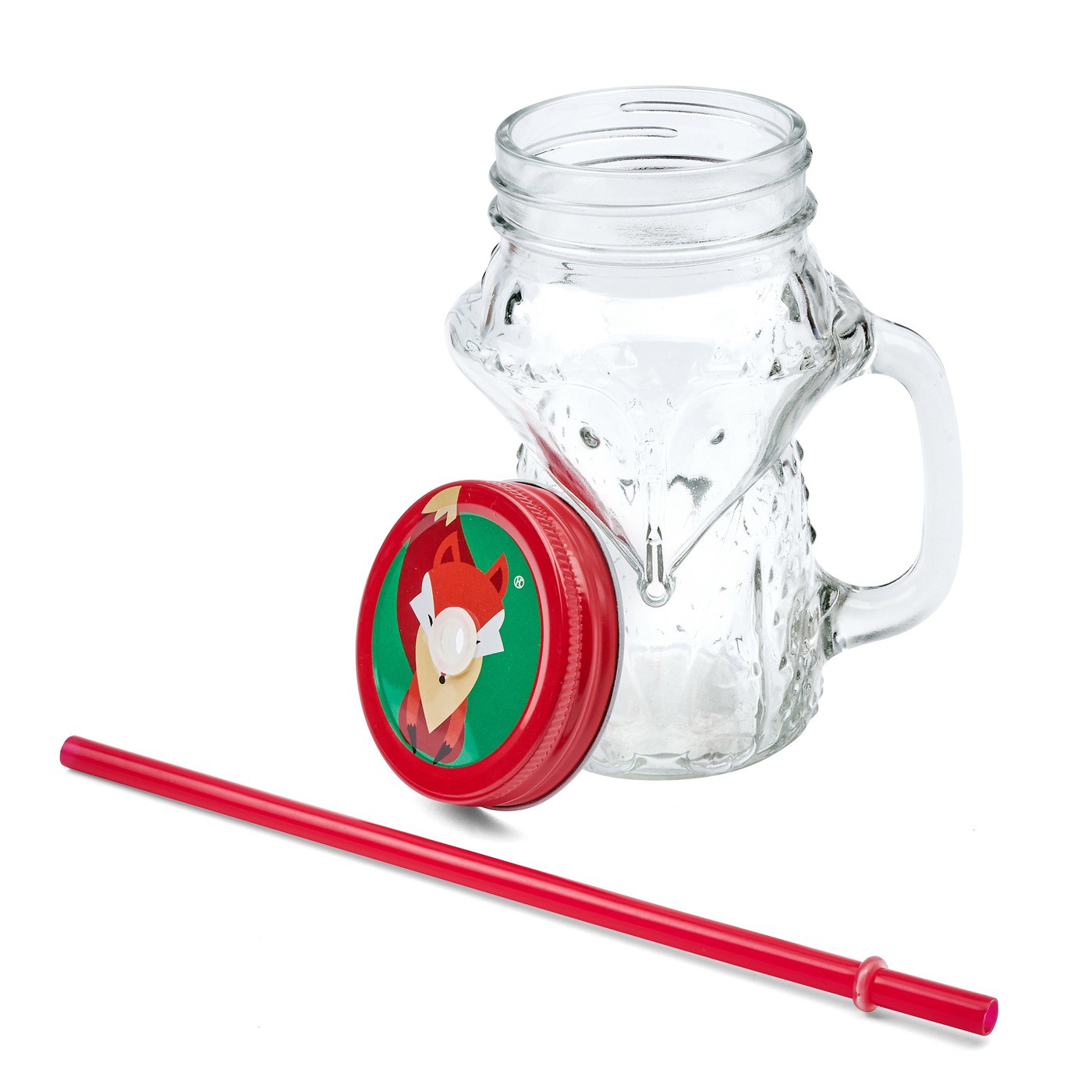 Set Gläser mit Strohhalm und Deckel Fox 450 ml 6 Stk. megamix.sk