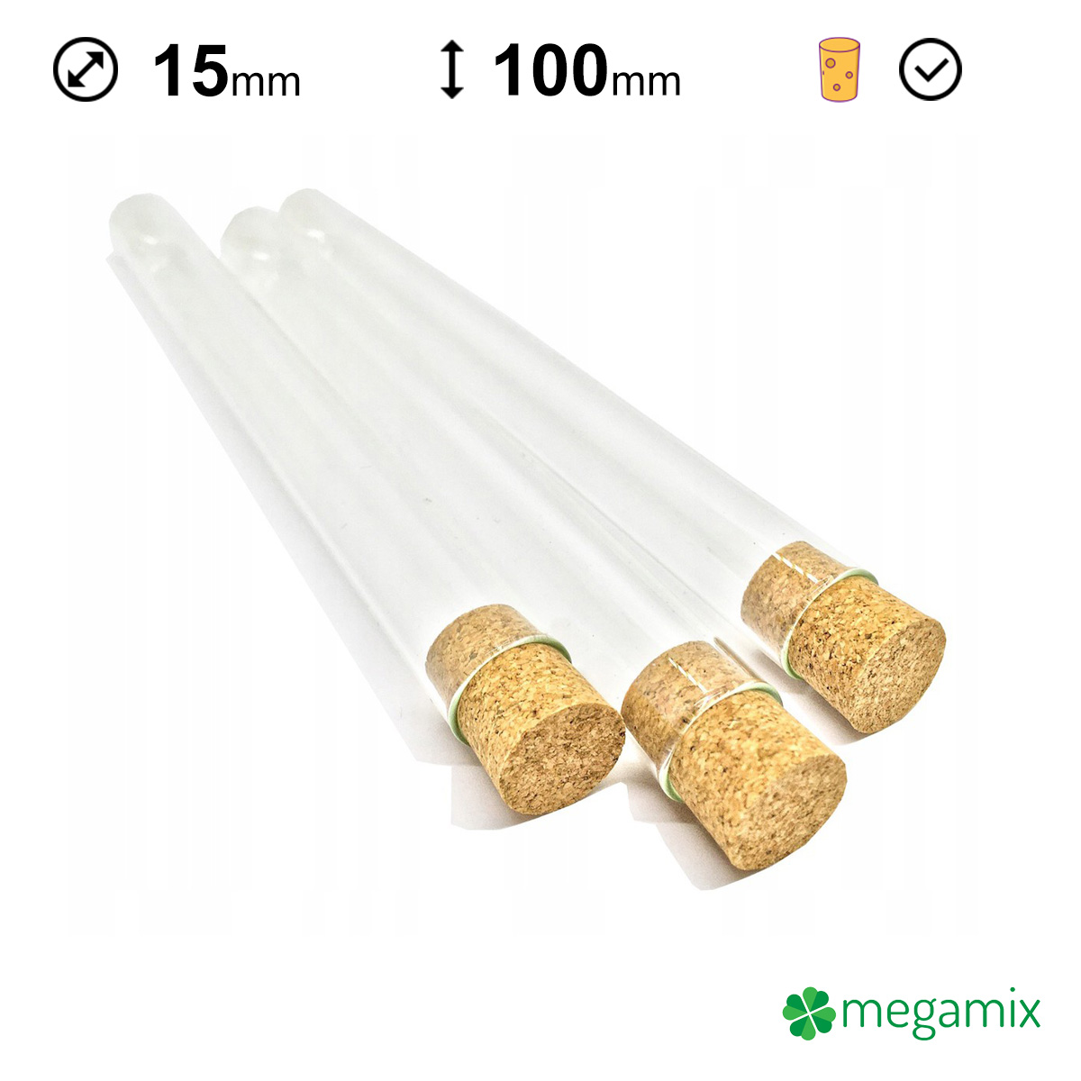 Reagenzgläser aus Glas mit Korken 100 mm Durchmesser 15 mm 10 Stk omegamix.at