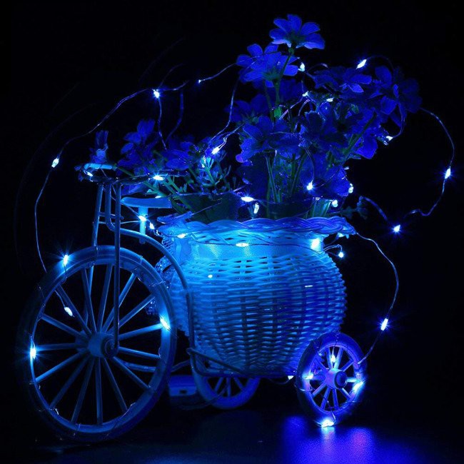 Lichterkette 100 Stück LED blau Farbe 10m mit AA-Batterien megamix.sk