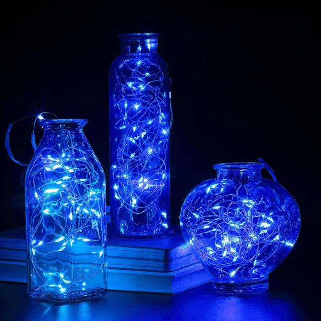 Lichterkette 100 Stück LED blau Farbe 10m mit AA-Batterien megamix.sk