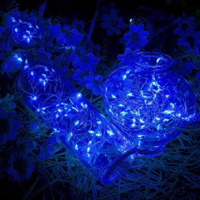Lichterkette 100 Stück LED blau Farbe 10m mit AA-Batterien megamix.sk