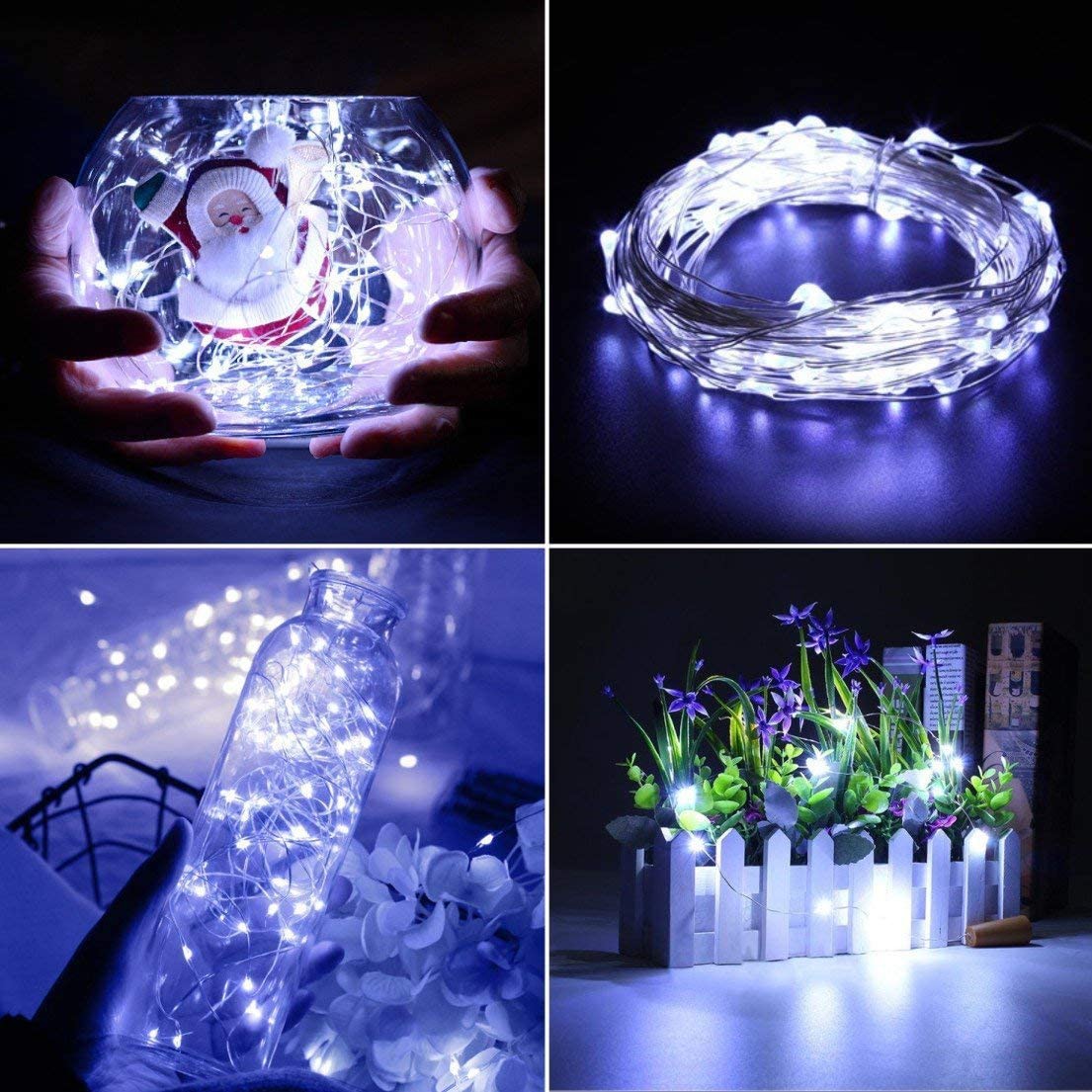Lichterdraht mit 20 LED-Lampen mit Batteriebetrieb kaltes Weiß megamix.sk