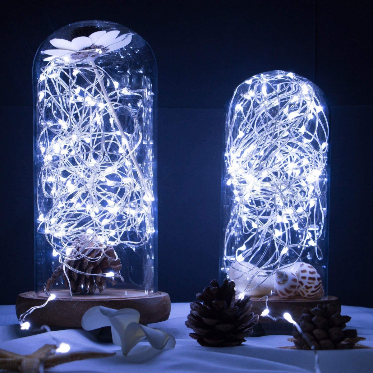 Lichterdraht mit 20 LED-Lampen mit Batteriebetrieb kaltes Weiß megamix.sk