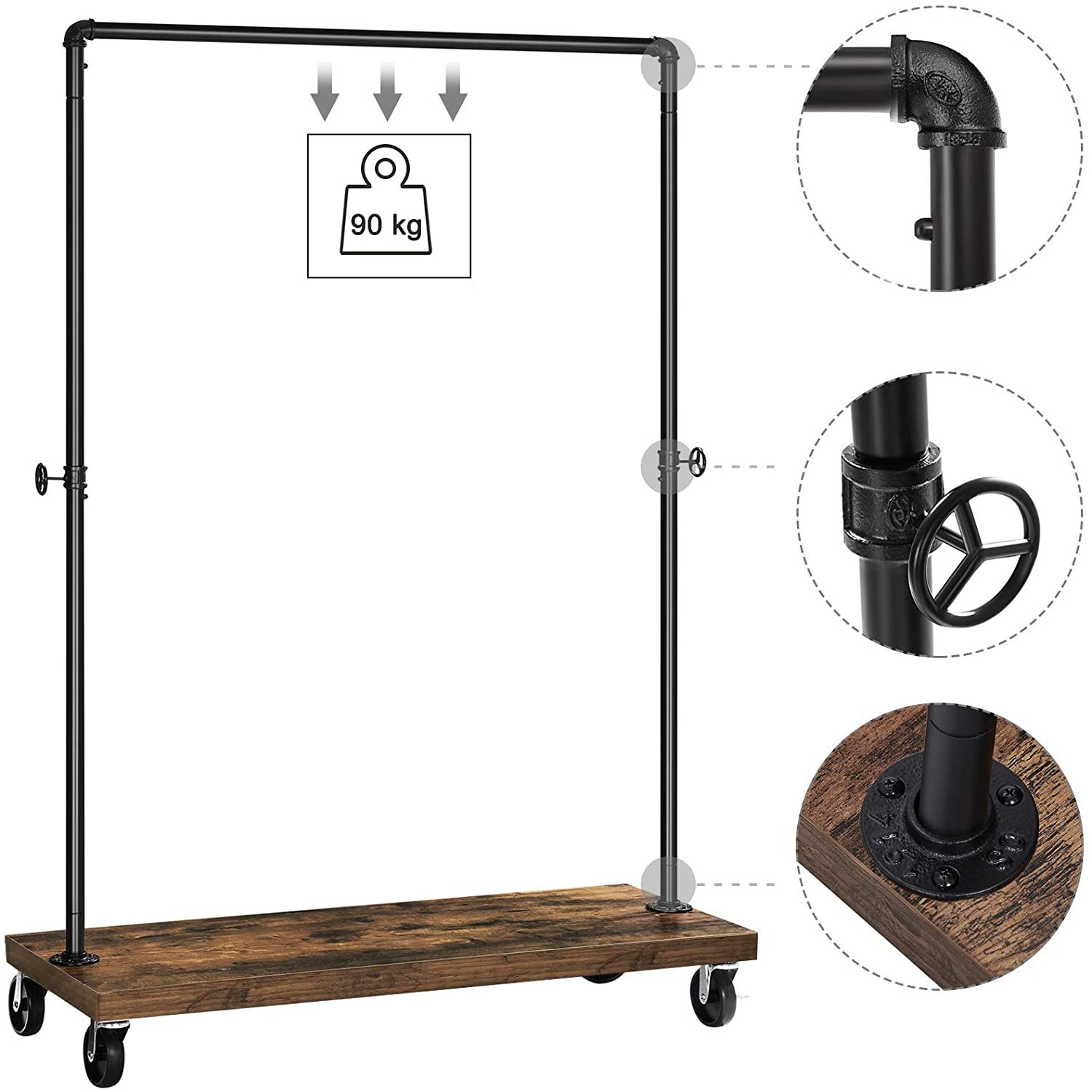 Kleiderständer auf Rollen 103x40x162cm tragbar für Flur Halle megamix.sk