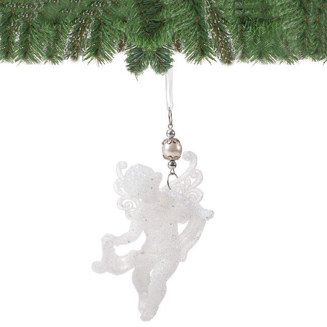Weihnachtsschmuck für den Baum weißer Engel 10 cm megamix.sk