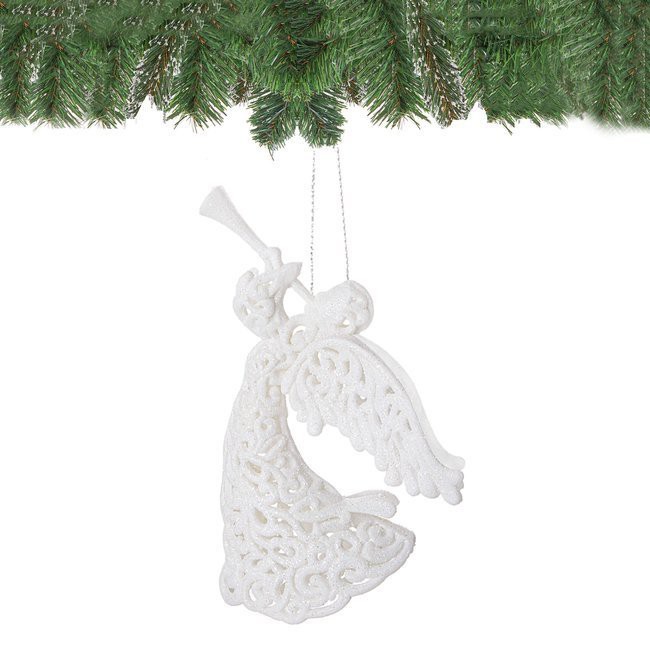 Weihnachtsschmuck für den Baum weißer Engel 16cm megamix.sk